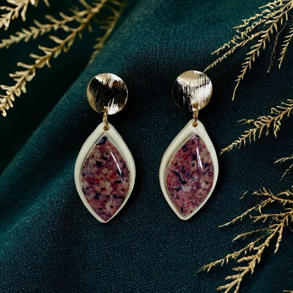 Elegant Gold and Pink floral handmade Earrings